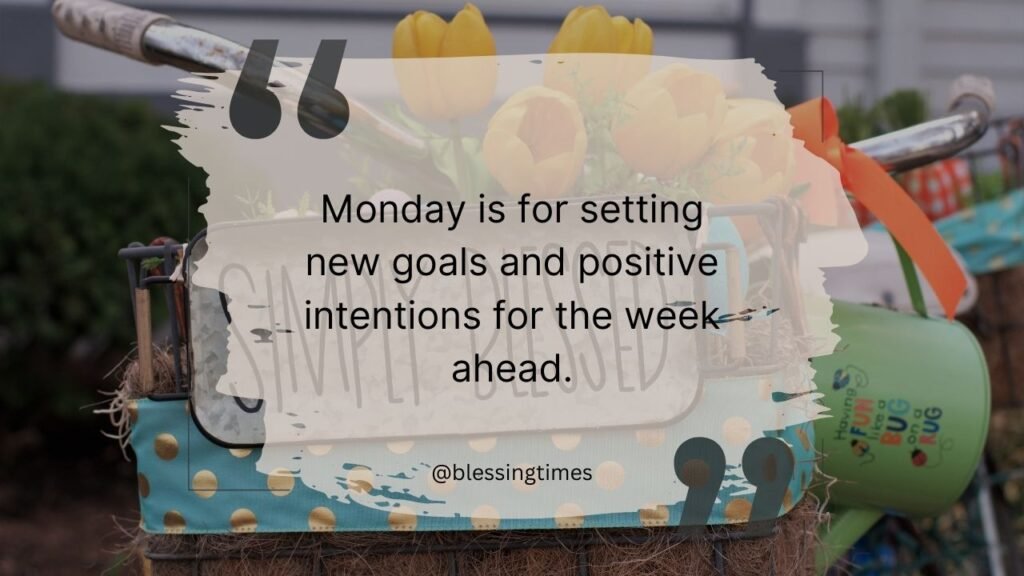 Motivational quote for Monday goal setting and positive intentions.