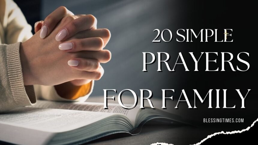 A family holding hands in prayer around a table, symbolizing unity, love, and faith in God.