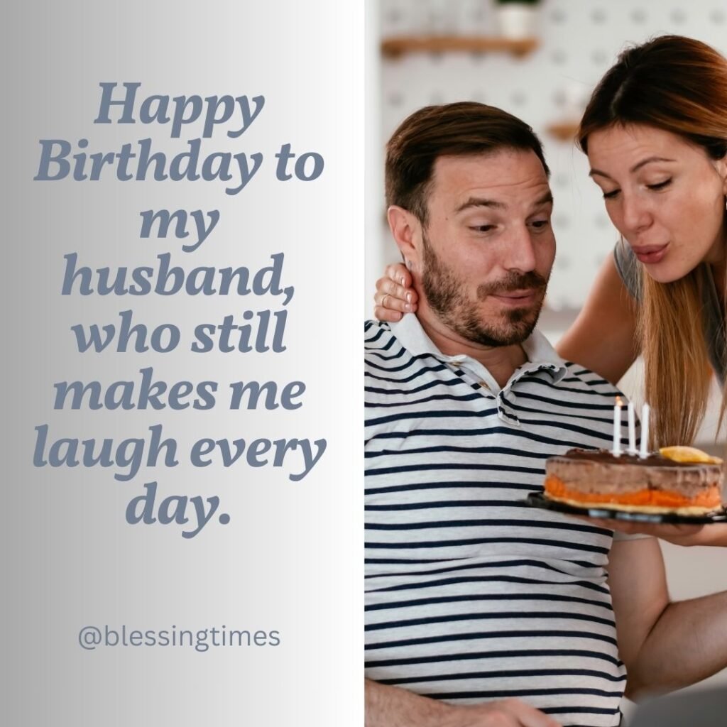 A kraft paper birthday card for a husband with the message: "Happy Birthday to my husband, who still makes me laugh every day."
