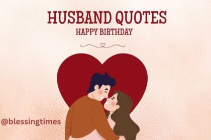 A vibrant red and pink illustrated background with the text "Husband Quotes" and "Happy Birthday" in a decorative font.