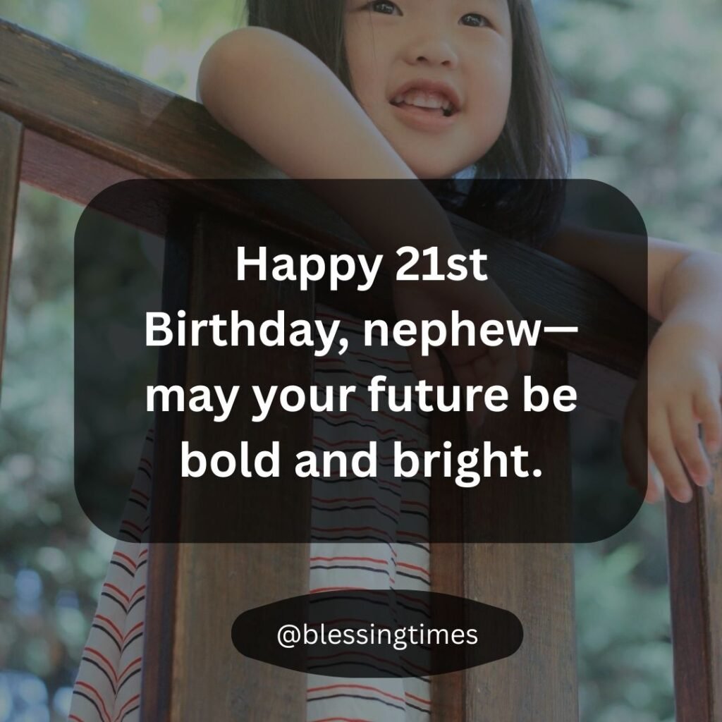 Cool and modern 21st birthday card for a nephew with wishes for a bold and bright future.