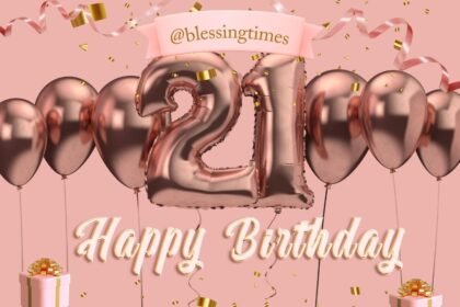 A vibrant pink modern birthday card featuring bold "Happy 21st Birthday" text and festive decorations, perfect for sending the best Happy 21st Birthday Wishes.