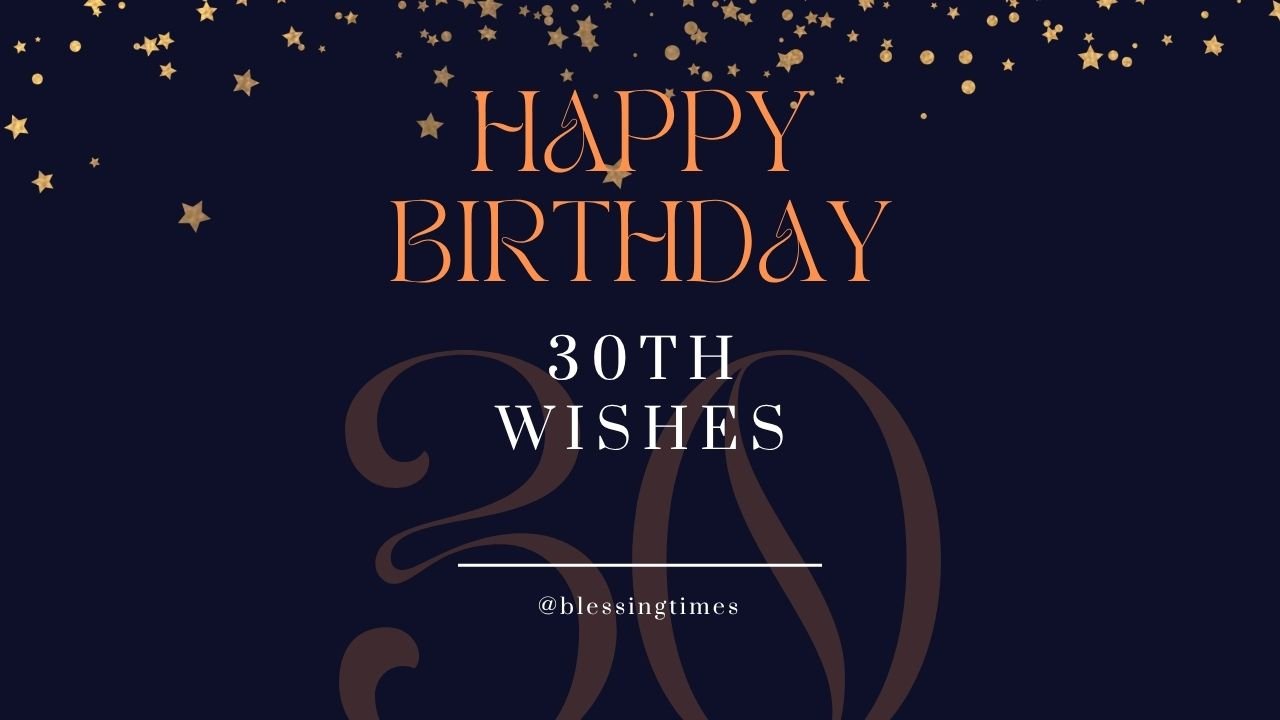 Happy 30th Birthday Wishes Image | Elegant Dark Blue and Gold Party Backdrop | Milestone Age Celebration